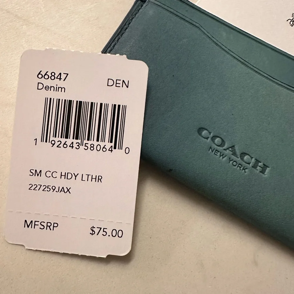 NWT! NEW! Coach Denim Blue Smooth Leather Card Holder Men